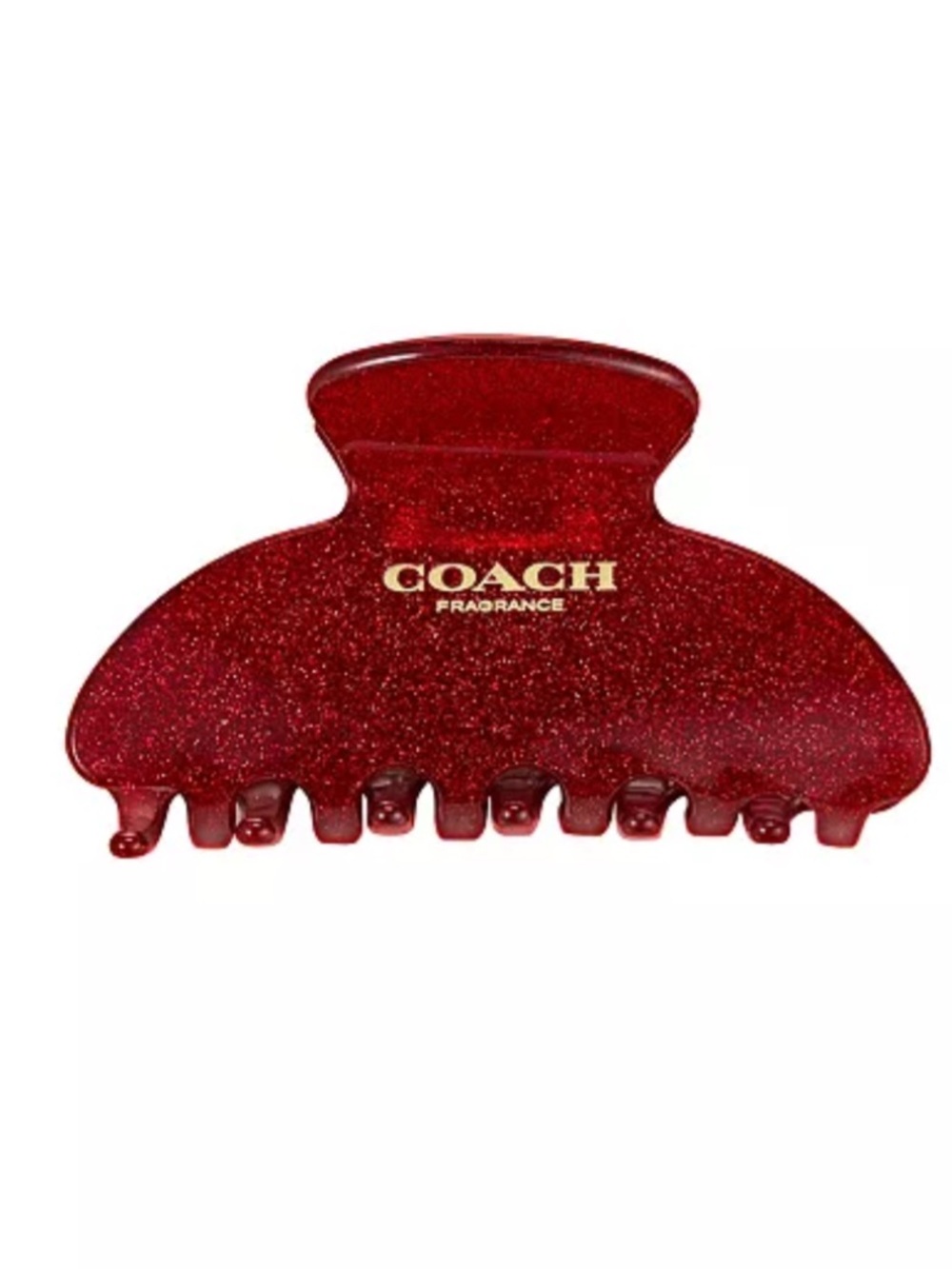 Authentic Coach Fragrance Glitter Red Hair Claw Clip with Gold Coach Logo